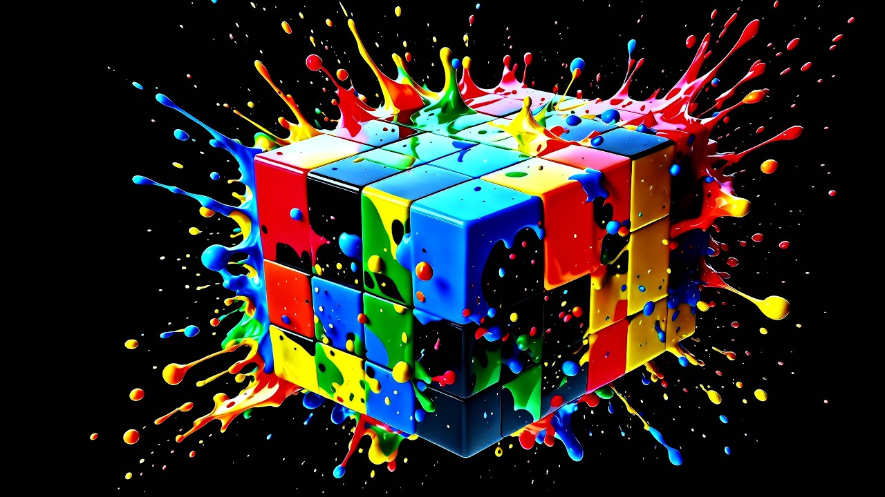 Abstract Emotional Liquid 4K Cube TV Screensaver