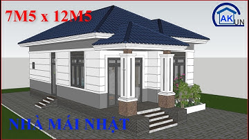 Nhà Mái Nhật THÔNG DỤNG Có 3 Phòng Ngủ Ngang 7m5 | Nhà Đẹp Dakcun Dk377