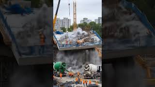 Bridge Demolition Gone Wrong?! Massive Controlled Explosion at Construction Site!