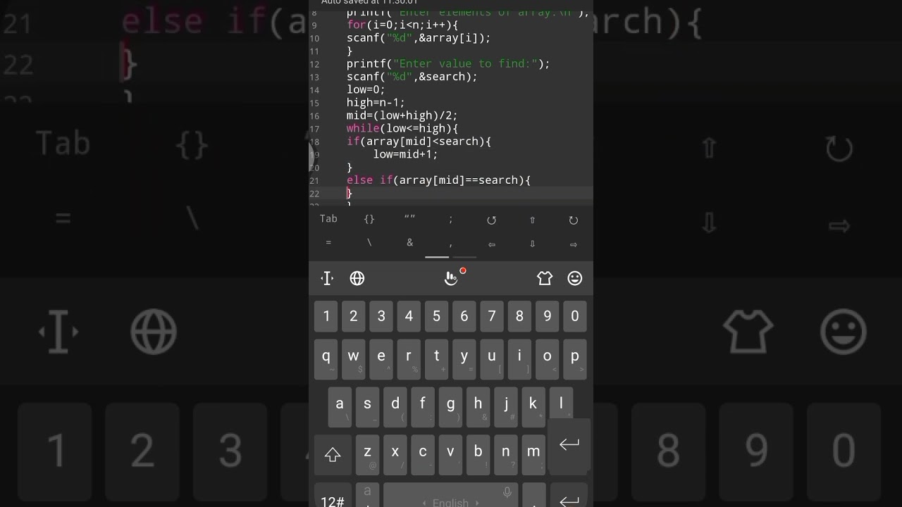 How to search element in array by using binary search?||#viralshort🔥🔥#c language.