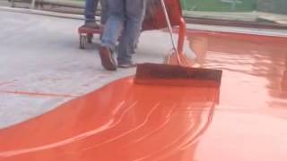 Synthetic Sports Flooring Coating Full PU track material with our squeege