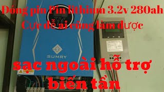 Hướng dẫn đấu nối pin lithium 51.2v 280ah với biến tần và cục sạc ngoài mạnh quân 45A.