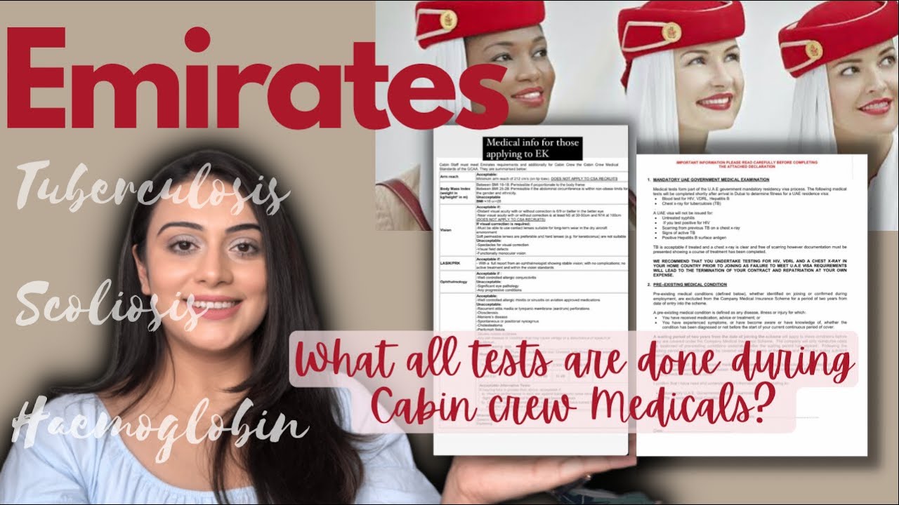 Emirates Cabin Crew Medicals| Medical Tests for UAE visa Process explained| Cabin  Crew Medical Forms - YouTube