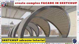 create complex FACADE IN SKETCHUP / sketchup tutorial ADVANCE