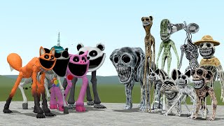 FOX, PIG, PANDA, UNICORN SMILING CRITTERS VS ZOONOMALY MOONSTERS FAMILY IN GMOD!