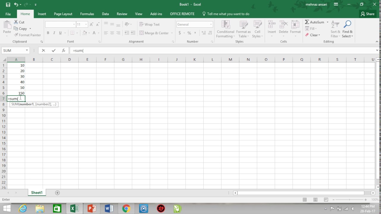 How To Add All Numbers With Sum formula - YouTube