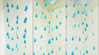 How to make/ create clouds rainfall using paper/ Rain drop create using paper/ paper craft