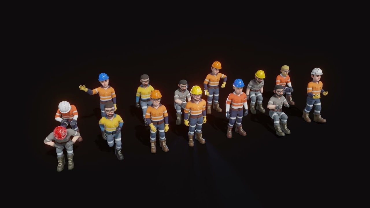 Stylized Male Worker 3D Model  – Animated & Customizable [Variations]