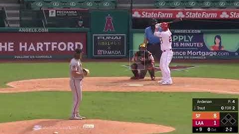 Shaun Anderson nearly hits Mike Trout in the head twice in the same at-bat