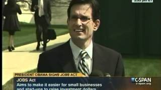 Majority Leader Cantor Discusses Jobs Act 20% Tax Cut For Small Biz Outside The White House