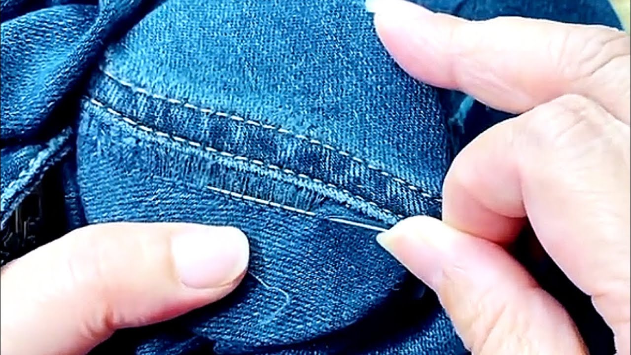 Easiest Way to Repair Holes in Pants With Only a Sewing Needle - YouTube