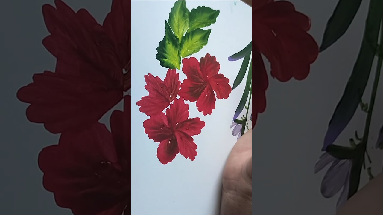 Easy Flower with Leaf Painting for Beginners | Relaxing Step-by-Step art 🎨 #video 