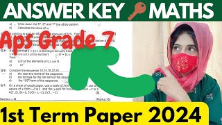 Answer key APS Maths  paper 📃  answer key 🔑 |1st term exam 2024| Grade VII