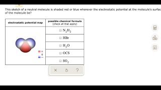 [Chemistry] This sketch of a neutral molecule is shaded red or blue wherever the electrostatic