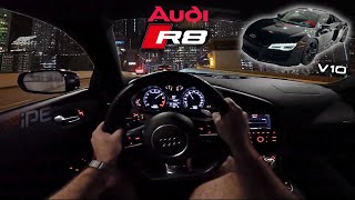 Night Drive POV in an Audi R8 V10 in Miami! - Audi R8 V10 POV Drive [4K] *HARD PULLS AND LAUNCHES*