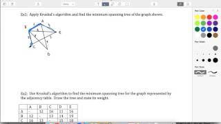 IB Further 6.9 Ex 1: Applying Kruskal's Algorithm