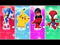 Sonic Prime vs Pokémon Pikachu vs Ladybug vs Spidey | Tiles Hop EDM Rush