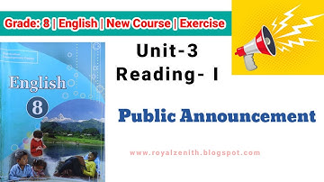 Class 8 English || Unit-3 Reading-I || Public Announcement || Exercise