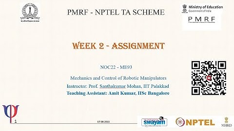 noc22-me 93: Mechanics and Control of Robotic Manipulators- Week 2 Assignment Discussion