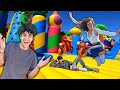 STAYING OVERNIGHT IN A GIANT BOUNCY HOUSE (24 hour challenge)