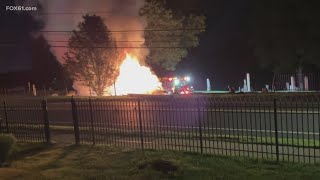 Car crashes into New Britain cemetery and bursts into flames