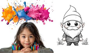 Funny Gardengnome 🎍 Gnome Drawing For Kids - Coloring Sketch For Children, Toddler And Kinder Zwerg