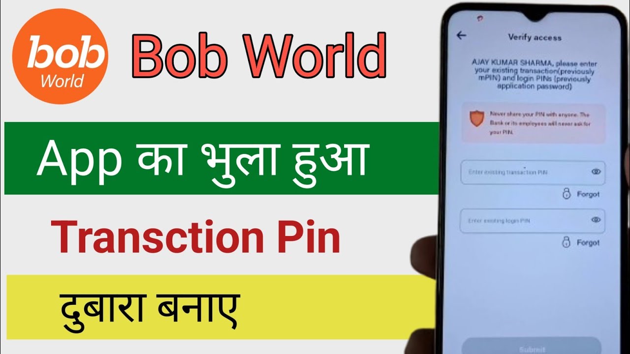 Bob world transaction pin kaise pata kare | How to reset transaction pin in bob world