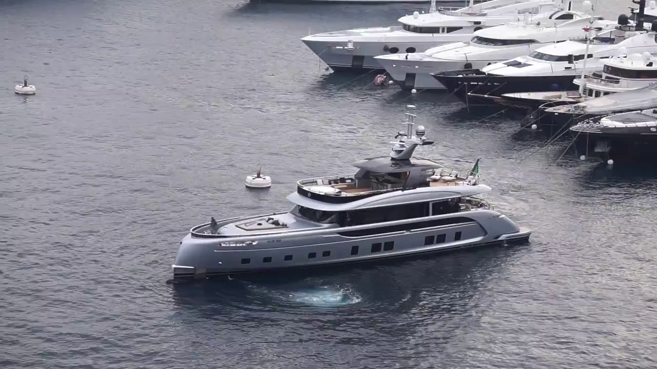 Superyacht "1 of 7" by Dynamiq Yachts turning in the port of Monaco