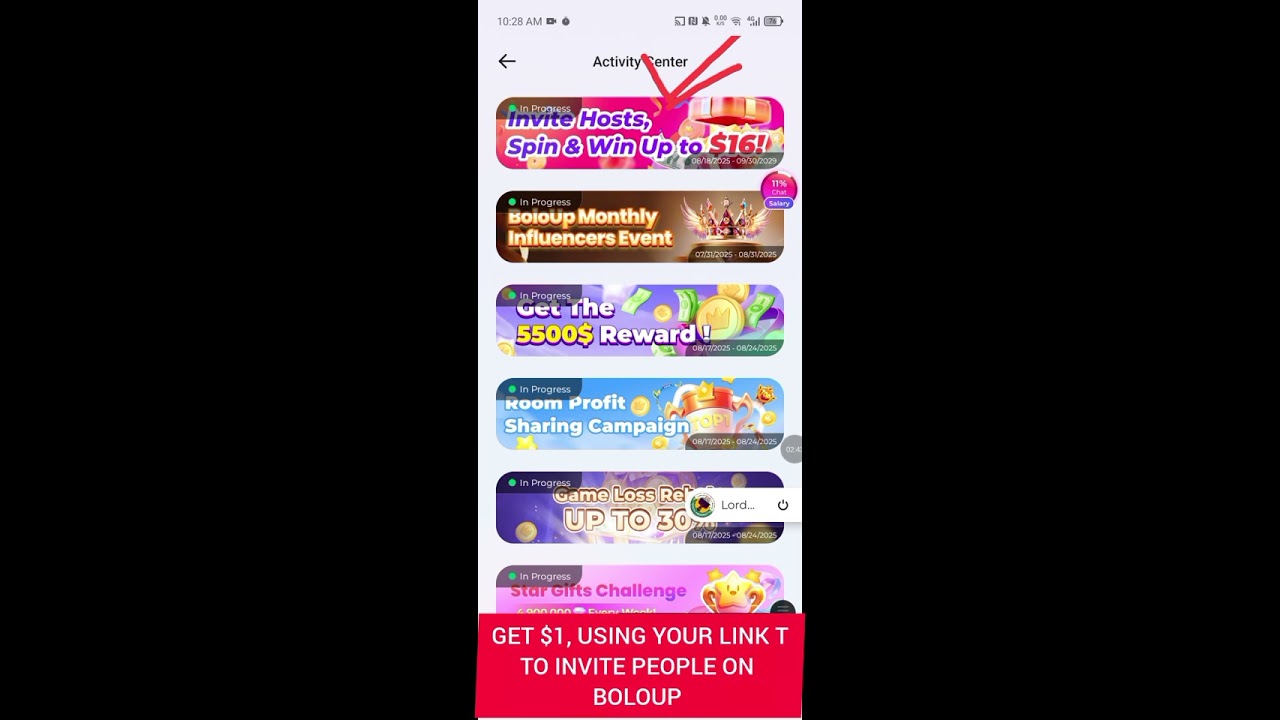 GET 1$ USING YOUR LINK TO INVITE PEOPLE ON BOLOUP APP 