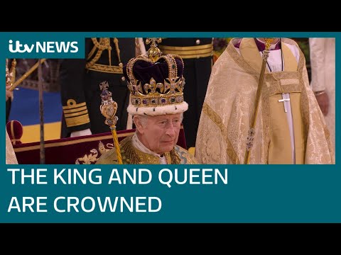 King charles iii and queen camilla crowned at westminster abbey | itv news