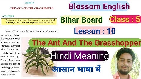 The Ant And The Grasshopper | Hindi Meaning | Blossom English | Class 5 | Lesson 10 | Bihar Board