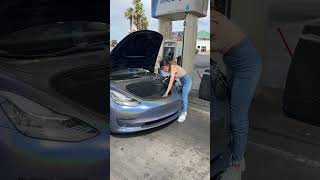 Girl Tries Putting Gas In Tesla Pt 6