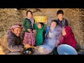 Happy family of twin children live in a cave like 2000 years ago  village life in afghanistan