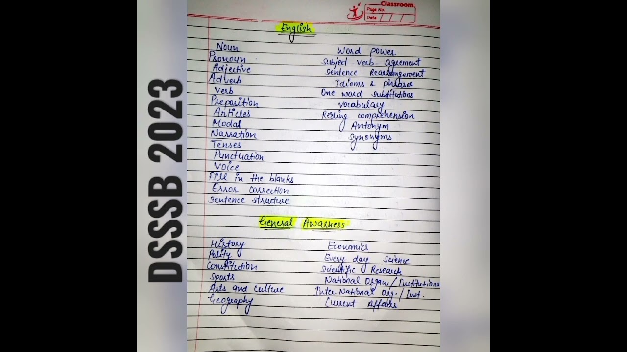 DSSSB PRT SYLLABUS 2023 