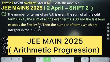 Q) The number of terms of an A.P. is even; the sum of all the odd  terms is 24 , the sum of al