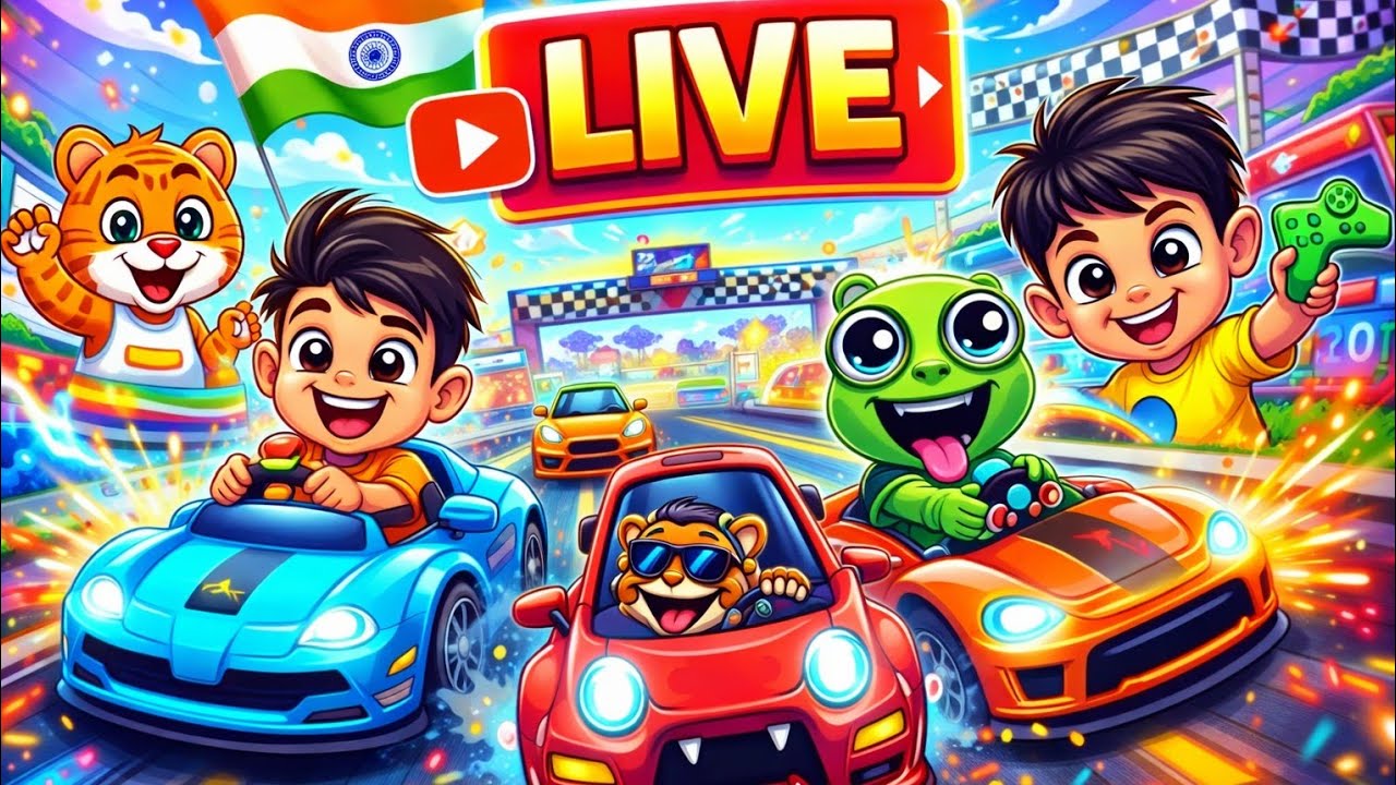 Kids LIVE Gaming 🚘😄 | Funny Car Race Game | Hindi LiveLIVE Car Racing for Kids 👦👧