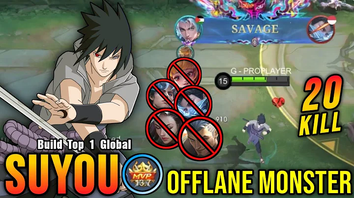 SAVAGE + 20 Kills!! Suyou Offlane Monster!! - Build Top 1 Global Suyou ~ MLBB