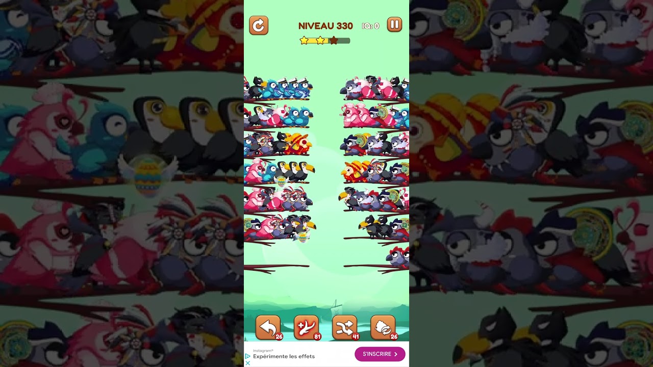 bird sort 2 color puzzle solution niveau 330 