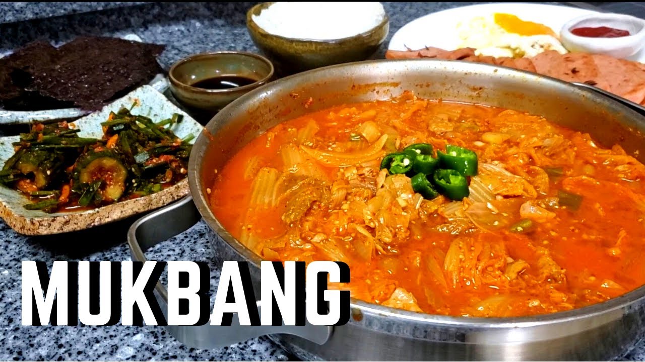 리얼먹방) 집밥!! 참치김치찌개, 스팸, 계란후라이, 오이무침,ㅣKorean Home Cook meals! (ft.Kimchi ...