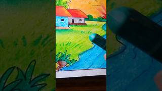 Easy Scenery Drawing With Oil Pastel