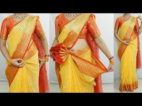 How To Wear Organza Silk Saree draping Style For Wedding | New saree draping Tutorial #saree