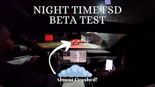 Tesla FSD Beta Test Drive HW4 At Night In The Rain