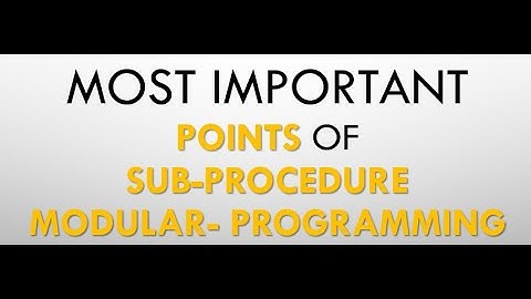 #QBASIC, #SAMSIRCOMPUTER , Most Important Points of Sub Procedure Program - (Modular Programming)