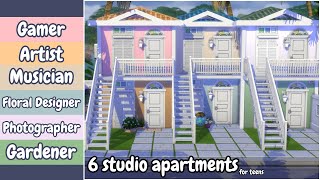 i made six studio apartments for teens in The Sims 4 // Speed Build