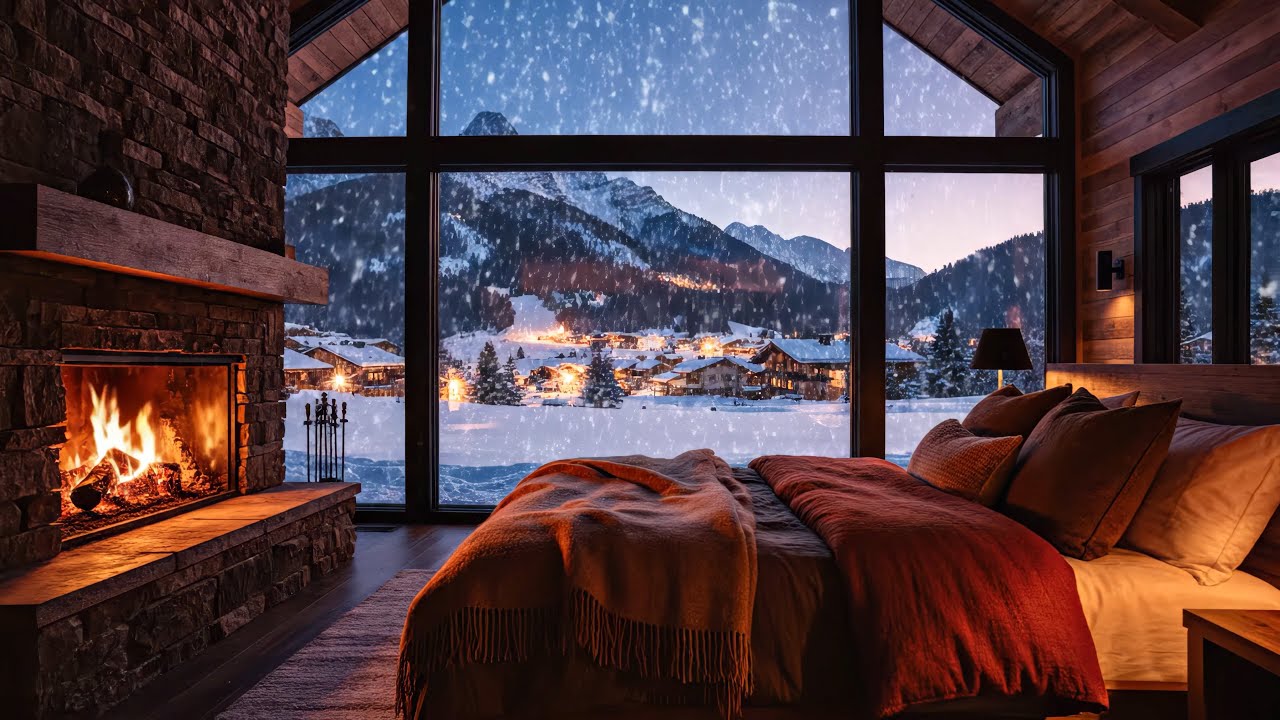 ❄️Serene Cabin in Winter Forest 🔥 Fireplace & Snowfall Ambience for Deep Sleep and Emotional Healing