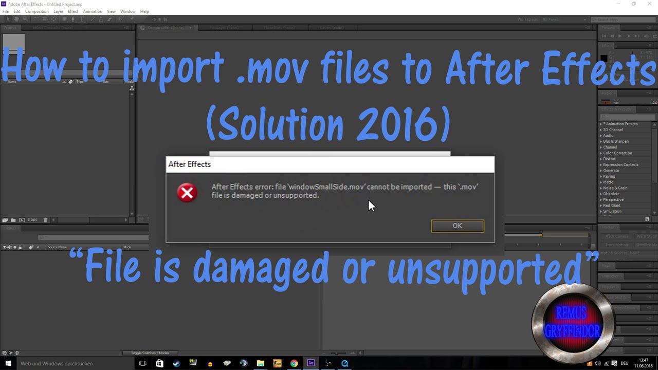 How to import files to After Effects "File is damaged or unsupported" [Solution 2016] - YouTube