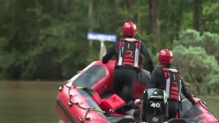 Forced evacuation due to rising floodwaters near San Jacinto River