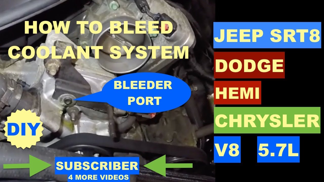 Jeep SRT8 or dodge Hemi how to fix coolant leak and bleed air from the ...