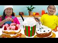 Bake a Cake Pretend Play with Jannie Lyndon & Maddie | Fun Kitchen and Cooking Toys