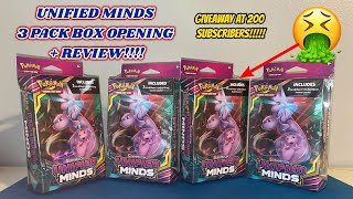 UNIFIED MINDS 3 Pack Box Opening and Review!!! Pokemon Cards Opening + GIVEAWAY!!!